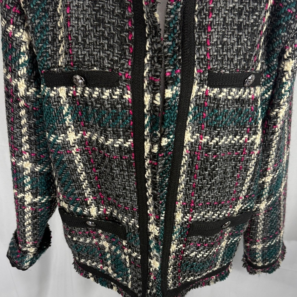 ANTHROPOLOGIE PLAID TWEED BLAZER JACKET L - Picture 5 of 11